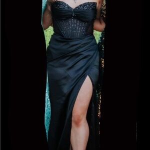 Gb floral beaded corset long prom dress